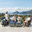 Ensemble de conversation de patio 5 pièces en osier gris avec coussins bleu marine, canapé modulaire d'extérieur avec fauteuils et repose-pieds, mobilier en rotin résistant aux intempéries avec table de foyer d'extérieur optionnelle pour balcon de patio-1468943351-1368533368