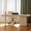 Bureau extensible crème avec bibliothèque et armoire à tiroirs-1251812398