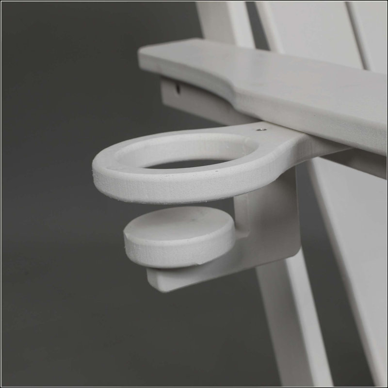 Chaise Adirondack pliante en PEHD avec porte-gobelet double - Chaise Adirondack en composite avec texture bois, Blanc