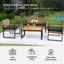 Ensemble de conversation de patio 4 pièces avec plateau en bois d'acacia-129521193