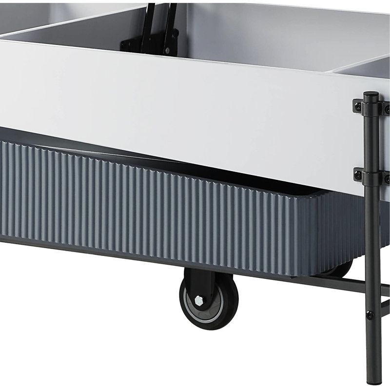 Table basse contemporaine grise et blanche avec surface relevable pratique en métal