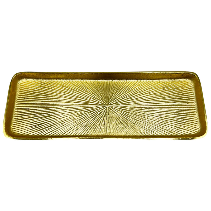 Plateau décoratif décoratif décoratif fait à la main en aluminium, H 1 po x l 17,5 po x P 5,5 po, Or