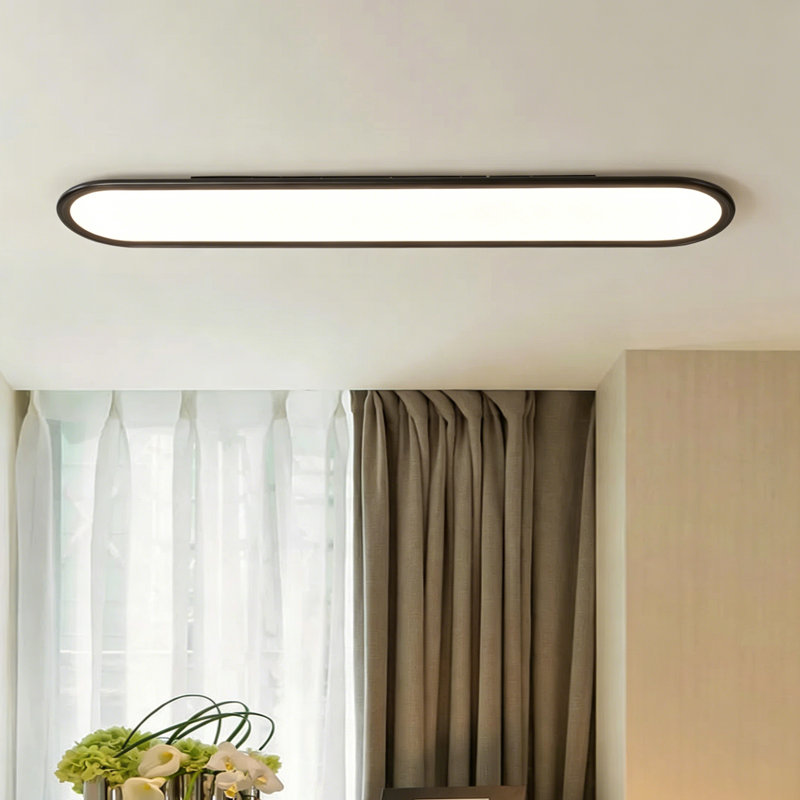 Deshunda 1-Light LED Flush Mount, Black, 4cm H x 100cm W x 20cm D