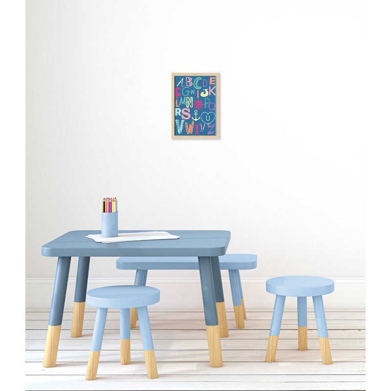 Alphabet imprimé sur papier, H 14 po x l 10 po x P 1,18 po, Encadré de boîte beige