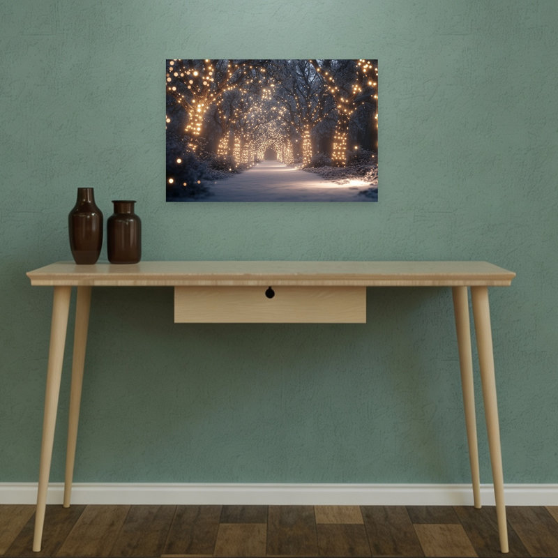 Magical Winter Lights Peaceful Serene Abstract Nature Tree Wall Art Print 1 Piece Wrapped Canvas Wall Art