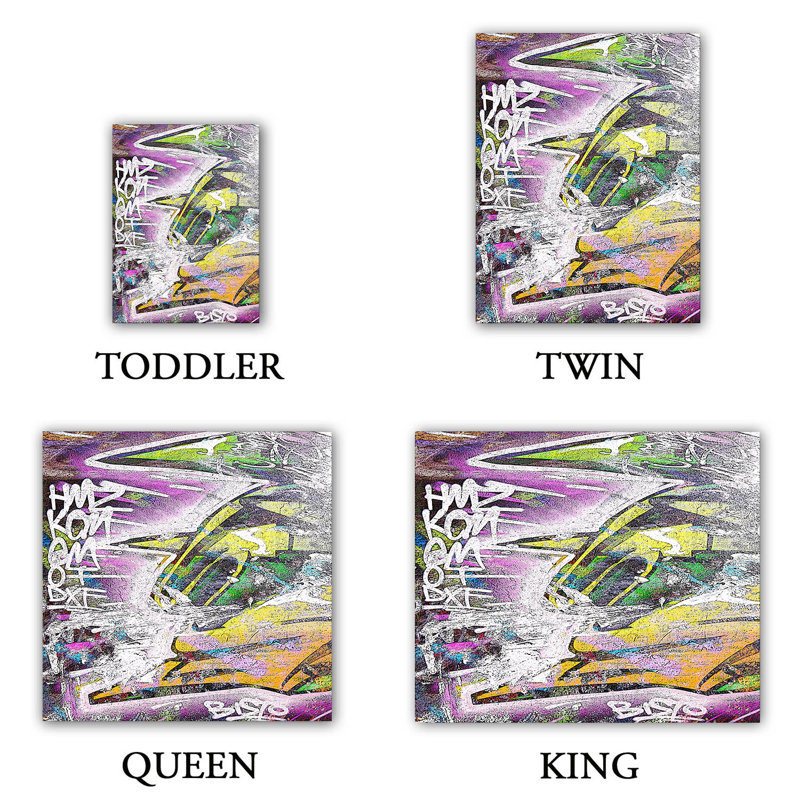 Ensemble de housse de couette graffiti, 1 housse de couette grand + 2 taies standards