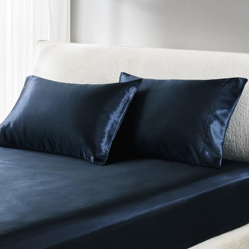 2 taies d'oreiller standard de luxe 100% satin de minuit, soyeuses et douces pour la peau
