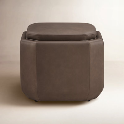 Alysson Modern Hidden Storage Ottoman with Removable Wood Tray