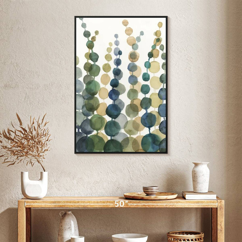 Pompom Botanical I, 25 po x 37 po, Cadre flottant noir