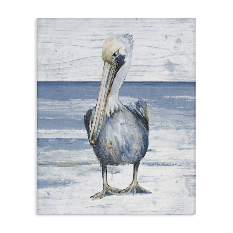 «Rustic Nautical Pelican On Canvas» par Patricia Pinto, reproduction, H 40 po x l 30 po x P 1,5 po