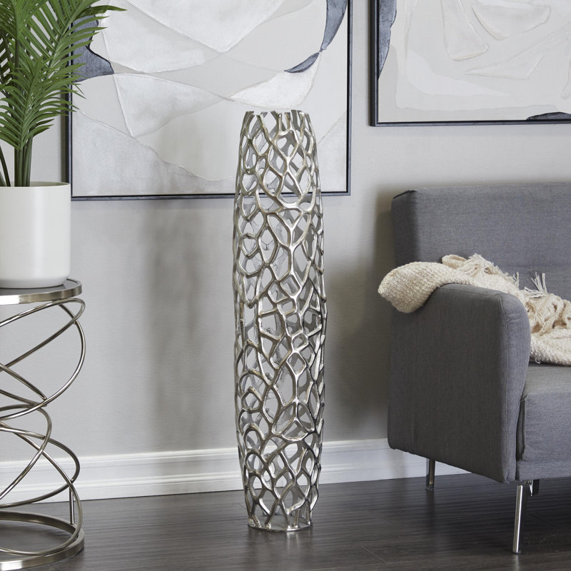 Vase Bodo, Argent, H 40 po x l 10 po x P 10 po