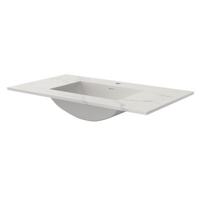 Lavabo rectangulaire encastré en acrylique de 94 cm (37 po) avec trop-plein