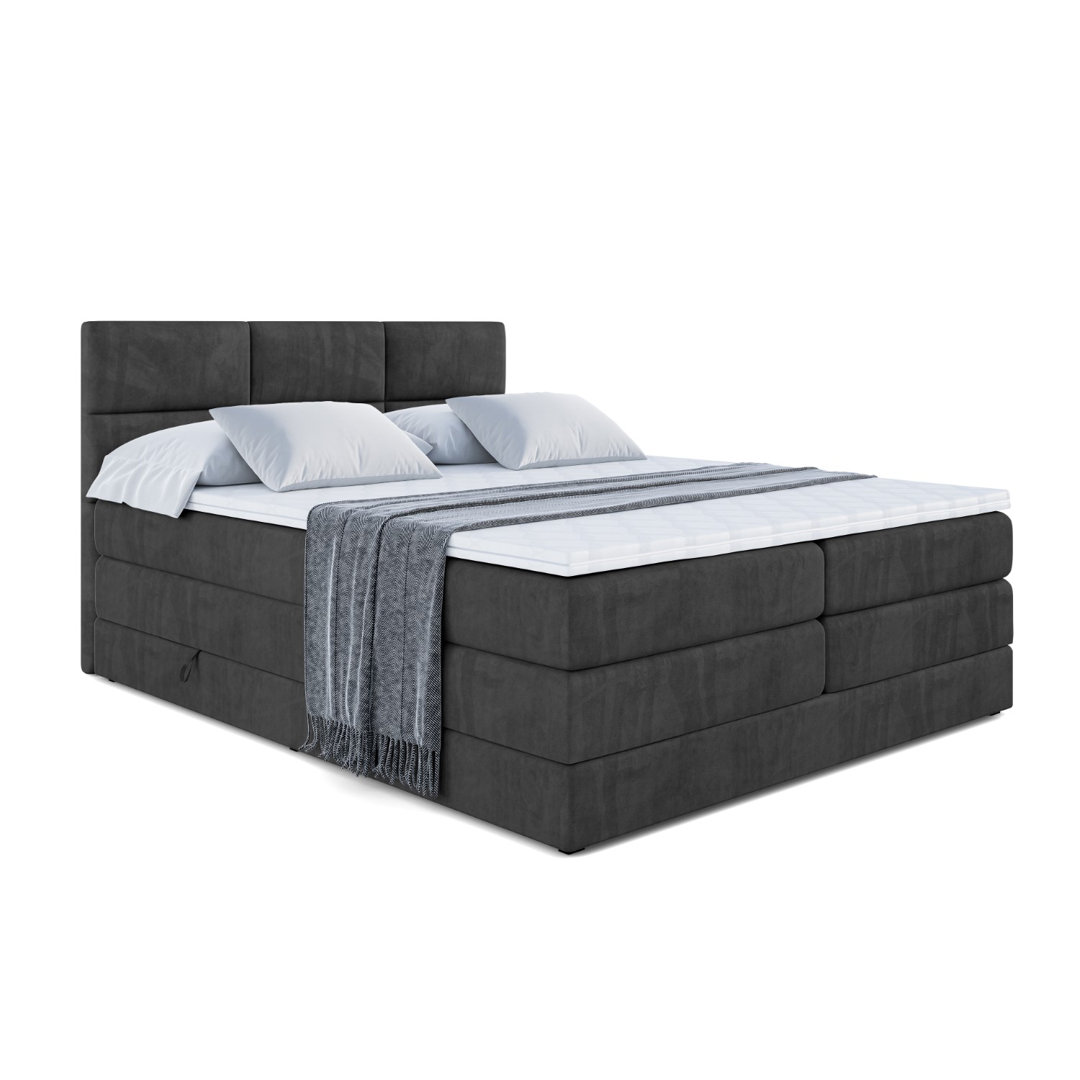 Echtes Boxspringbett mit Zwei Matratzen, Topper und Bettkasten