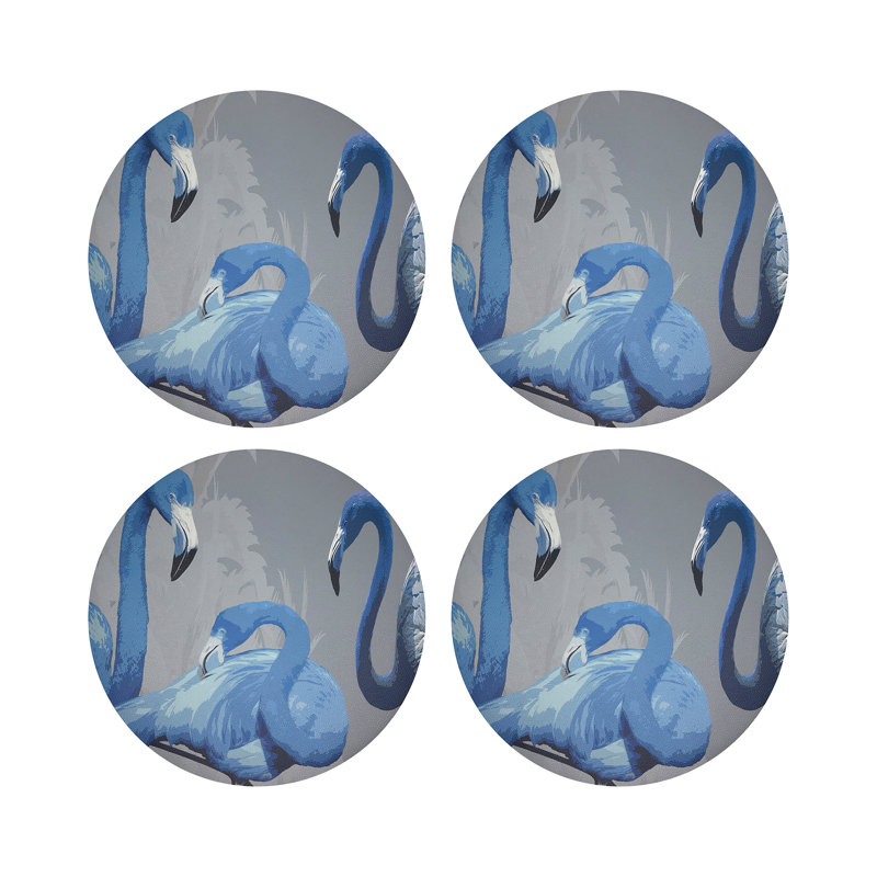 Palm Springs Golden Vegan Leather Round Coasters, Beverley