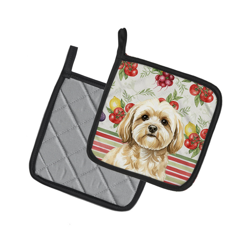 Paire de porte-casseroles crème Lhasa Apso, Crème, crème