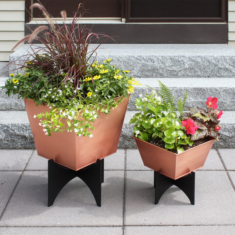 Pot à fleurs en acier galvanisé Zaha I, H 13 po x l 12,5 po x P 12,5 po