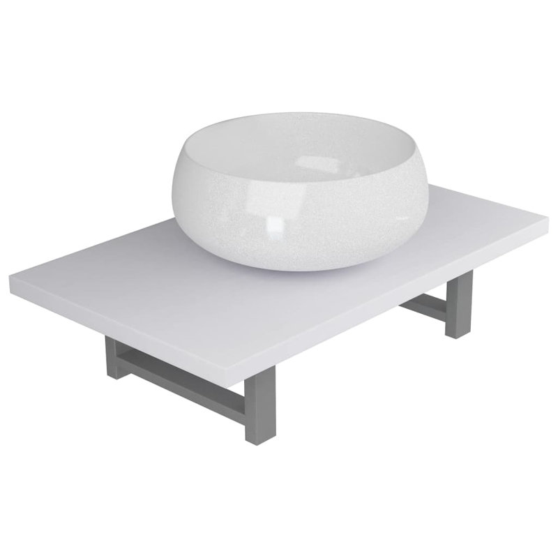 Pallara 600mm Single Bathroom Vanity with Vessel Ceramic Basin, White, White