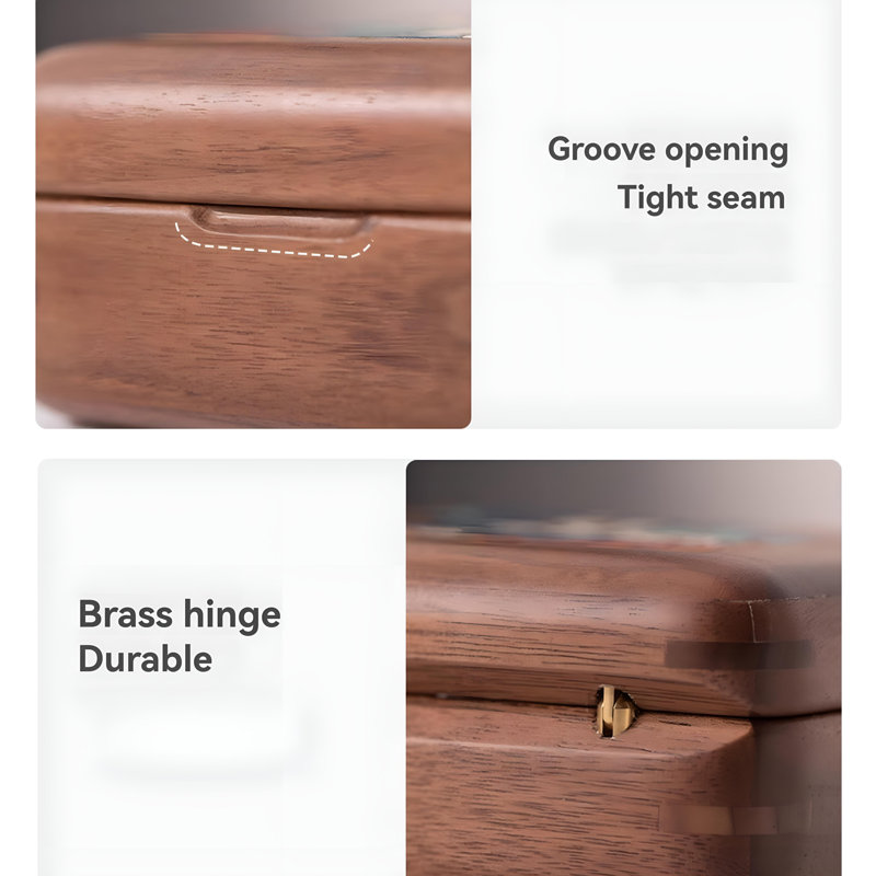 High End Solid Wood Jewellery Storage Box With Soft Velvet Lining, Small And Exquisite