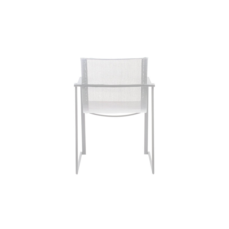 Muze Stacking Patio Dining Chair, White Frame/White Mesh