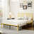 Metal Steel Platform Bed Frame with Iron-art Headboard (Queen Size) - Gold