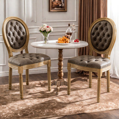 Hand-Pulled Buckle Decoration PU Artificial Leather Dining Chair