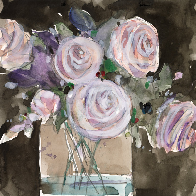 «Rose Clippings II» par Samuel Dixon - peinture sur toile tendue, H 12 po x l 12 po