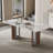 63" Modern Glossy Dining Table, Faux Marble Sintered Stone Double-Layer Top with Stainless Steel Base, Seats 4-6