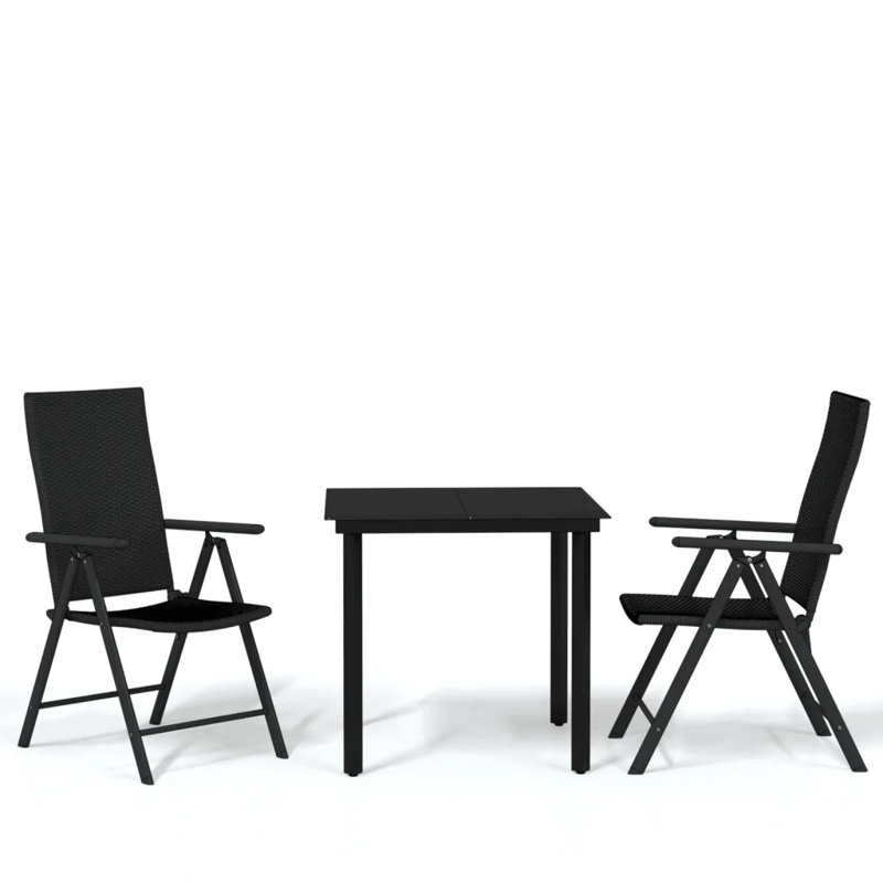 Gleen 2 - Person Patio Dining Set with Square Table, Black