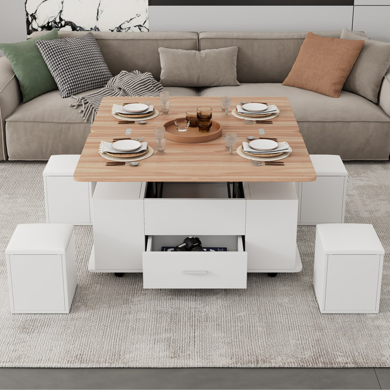 Lift Top Coffee Table with Storage, Natural