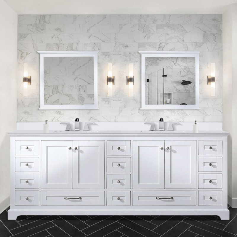 Meuble-lavabo de salle de bain 36 po X P 22 po D, plateau en marbre de culture et robinet, Blanc