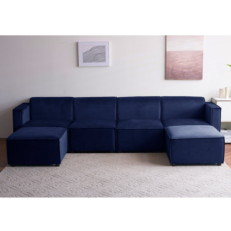Necie 6 - Piece Living Room Set, Dark Blue