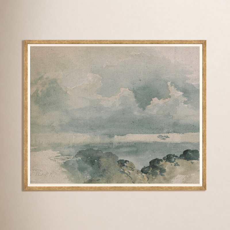 Paysage marin subtil - peinture encadrée sur papier