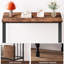 Console, table de canapé derrière, table de couloir industrielle avec tablette en verre et structure en métal-862542953