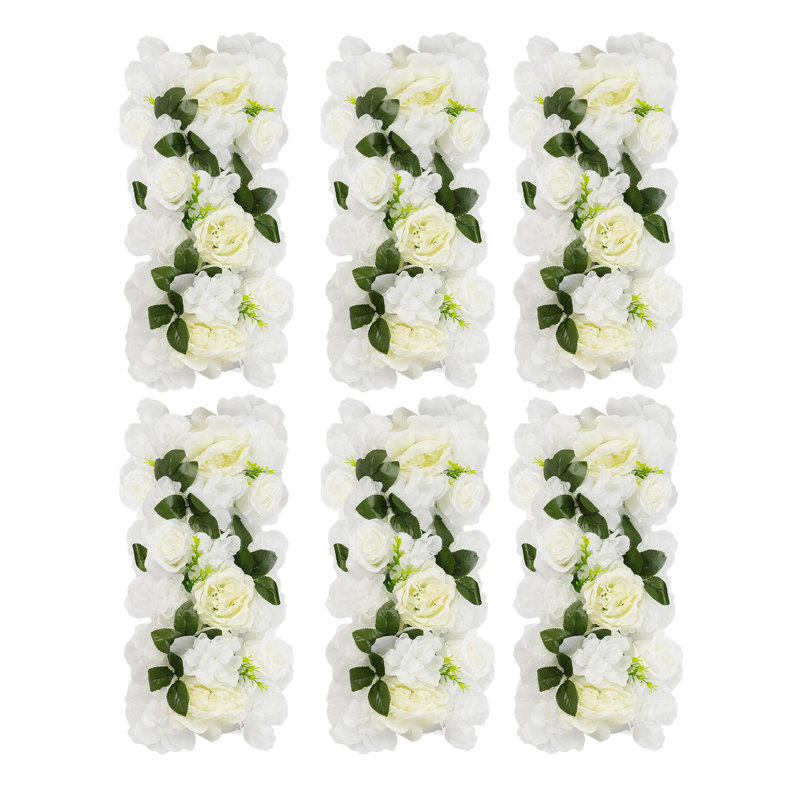 Wall Panel Arrangement Artificial Flower Wall Background, White