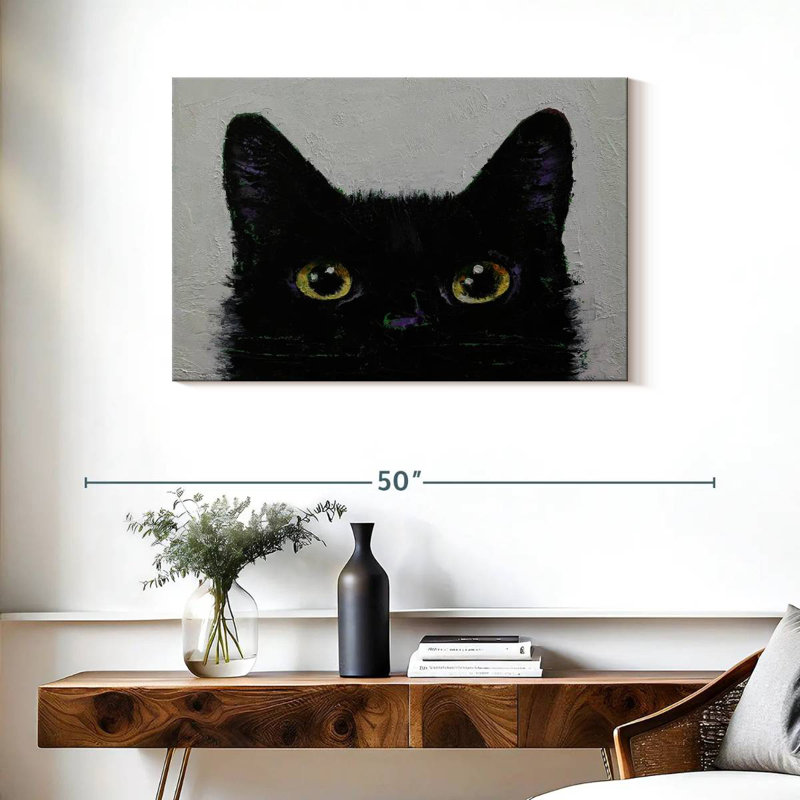 Brampt Black Cat Peeking, 24" H x 36" W