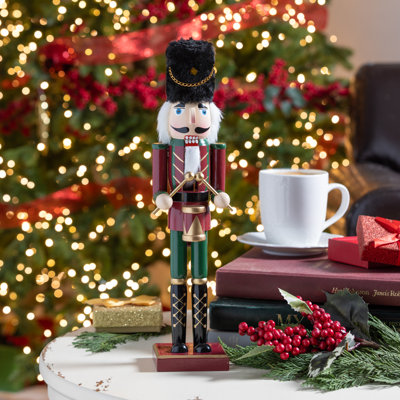 15" Wood Nutcracker with Drum, Jinglebell Square