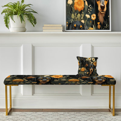 Chea - Animal Print Upholstered Gold Bench