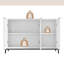 Buffet moderne à 3 portes blanc ultrabrillant avec pieds en métal thermolaqué, pour les articles légers utilisés-869606501-869606503