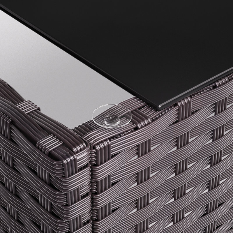 4-Person All-Weather Wicker Patio Conversation Set with Black Tempered Glass Table and Cushions, Navy