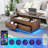 Aviad Lift Top Coffee Table with Multifunctional RGB LED Lights, Hidden Compartment and Drawers-227651394