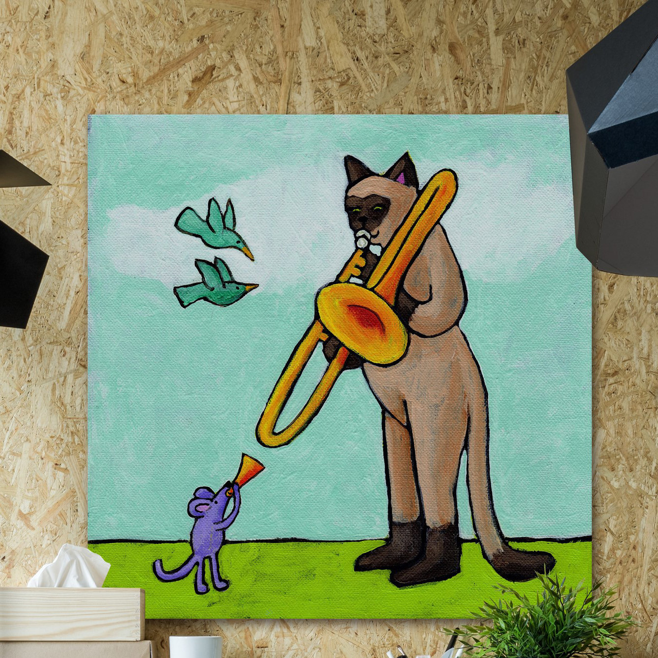 Marmont Hill " Cat And Mouse Music " by Janet Nelson on Canvas | Wayfair