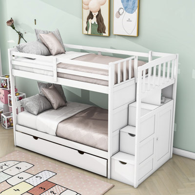 Edeltrudis Twin over Full/Twin Standard Bunk Bed with 3 Drawers