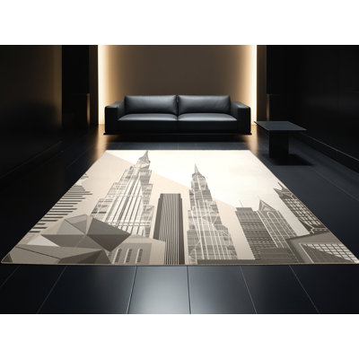 Tapis beige chic et luxueux lavable à la machine Panameno