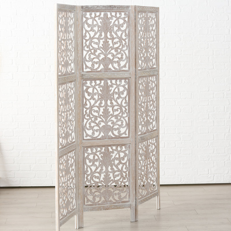 World Menagerie Mao 59.1'' W x 71.7'' H 3 - Panel Solid Wood Folding Room Divider