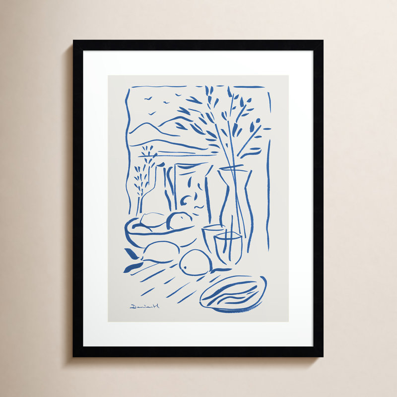 «Cleve Mediterranean View» par Dan Hobday, impression sur bois encadrée, Cadre noir, H 24 po x l 19 po