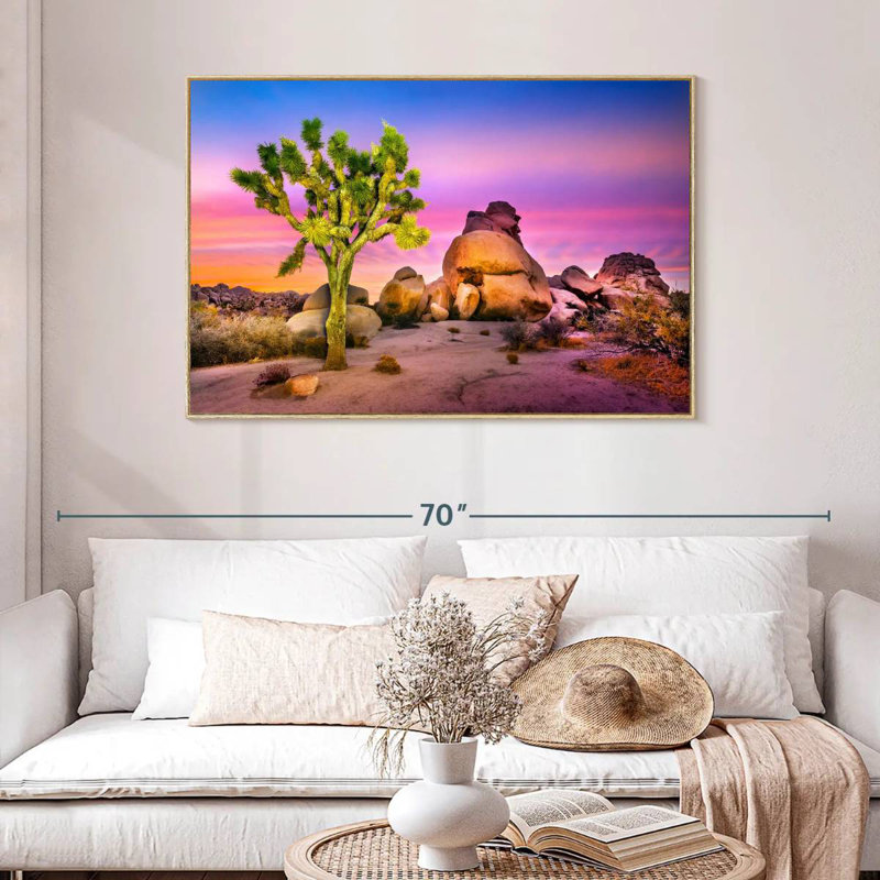 Joshua Tree National Park IV, Cadre flottant en bois naturel, 46 po x 31 po