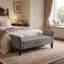 Banc de lit 51,5 po avec rangement en velours gris-131203650