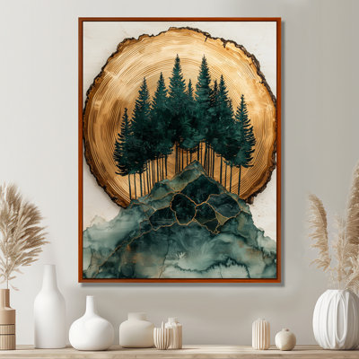 Gine pin noir sur une glissade d'arbre en bois - Art mural forêt