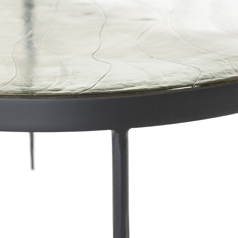 Yoko Glass Round Coffee Table, 16.25" H x 32" L x 32" W, Clear