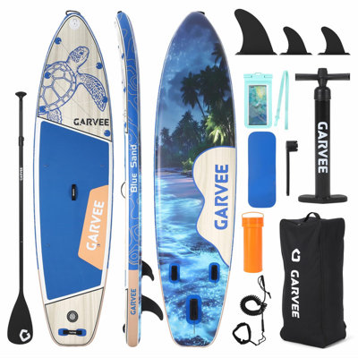 11ft Inflatable SUP Board, 6" Thick, Wide Stable Paddle Board with Water Bag
